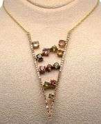 ABSOLUTELY GORGEOUS 14KT SOLID YELLOW GOLD, MULTI SAPPHIRE, & DIAMOND NECKLACE