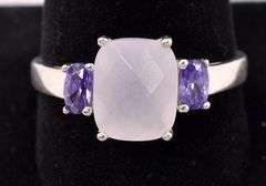 Rose Quartz And Purple Amethyst Ring In Sterling Silver
