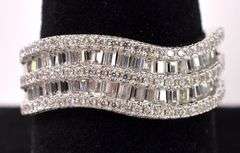 Wavy CZ Ring In Sterling Silver