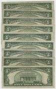 9 Assorted $5 Blue Seal Silver Certificates: 3 1934 & 6 1953
