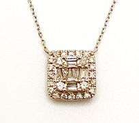 14kt Solid White Gold Diamond Pendant Necklace