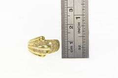 14K Yellow Gold 1940's 0.20 Ctw Diamond Encrusted Scalloped Ring