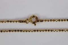 22k Yellow Gold Plated Sterling Silver Diamond-Cut Ball Bead Chain 1.5mm 925 Italy Dog Tag Necklace 16"