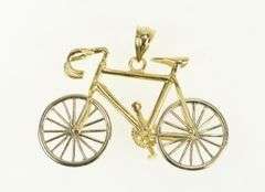 14K Yellow Gold 3D Articulated Bicycle Bike Travel Charm/Pendant