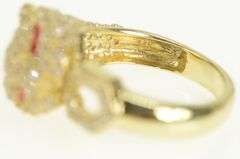 14K Yellow Gold Pave Leopard Jaguar Enamel Eyed CZ Ring