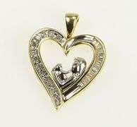 10K Yellow Gold Diamond Heart Mother & Child Mothers Day Charm/Pendant