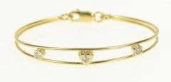 14K Yellow Gold Diamond Heart Love Oval Child's Bangle Bracelet