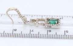 Charming White Gold oval Emerald and Diamond Dangle Earrings