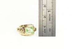 10K Yellow Gold 1930's Sim. Lime Quartz Emerald Cut Vintage Ring