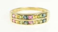 14K Yellow Gold Citrine Peridot Topaz Channel Statement Band Ring