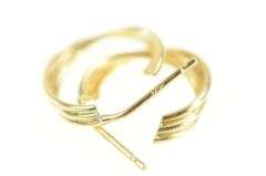 14K Yellow Gold Twist Design Semi Hoop Vintage Statement Earrings