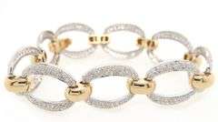 2.00ctw Pave Diamond Oval Two Tone Station Bracelet in 14K