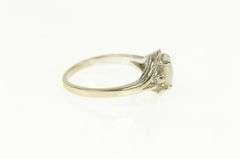 14K White Gold Retro Opal Diamond Accent Vintage Bypass Ring