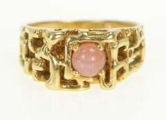 14K Yellow Gold 1960's Abstract Nugget Syn. Pink Star Sapphire Ring