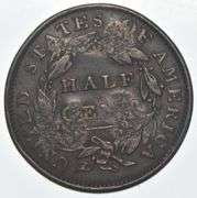1834 Classic Head Half Cent - Counterstamped HF