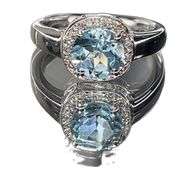 Dazzling Rhodium Plated Natural 2.35 Ct Sky Blue Topaz Ring