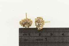 14K Yellow Gold Heart Cubic Zirconia Cluster Valentine Stud Earrings