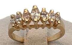 14K YELLOW GOLD CROWN RING WITH DIAMONDS