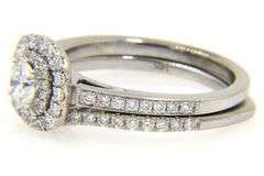 1.05ctw Round Diamond Double Cushion Frame Bridal Set in 14K
