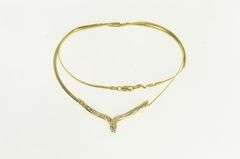 14K Yellow Gold 0.31 Ctw Diamond Chevron Herringbone Chain Necklace