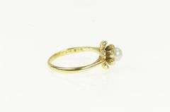 14K Yellow Gold Pearl Ornate Flower Blossom Retro Vintage Ring