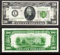 $20 1928-B First series of the small size FRN Fr.2052-L Very Fine+