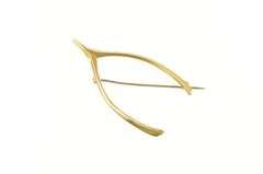 14K Yellow Gold Wish Bone Retro Good Luck Symbol Pendant