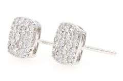 New 1.12ctw Cushion Diamond Shape Cluster Earrings in 14K