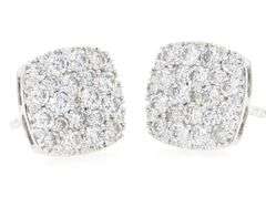 New 1.12ctw Cushion Diamond Shape Cluster Earrings in 14K