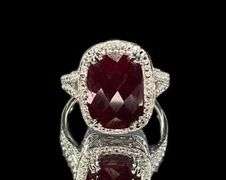 Huge Rhodium Plated Natural  7.5 Ct Ruby Ring