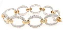 2.00ctw Pave Diamond Oval Two Tone Station Bracelet in 14K