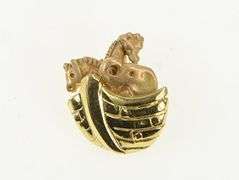 14K Yellow Gold Noah's Ark Biblical Bible Story Flood Charm/Pendant