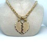 14K YELLOW GOLD BROKEN HEART CHARM WITH CHAIN