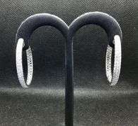 FABULOUS  18K WHITE GOLD DIAMOND HOOP EARRINGS