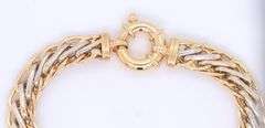 Majestic Two Tone Gold Wheat Chain Bracelet with Jumbo Spring Ring