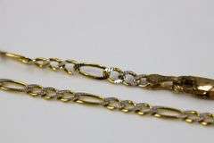 10k Yellow Gold Solid Pave Figaro Link Chain 2.6mm Bracelet 7"