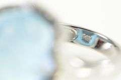 14K White Gold Scalloped Sim. Aquamarine Diamond Scalloped Ring