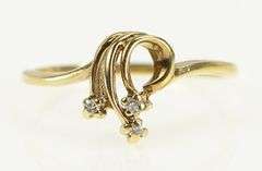 10K Yellow Gold Vintage Diamond Curved Cluster Statement Ring
