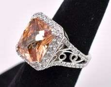 Orange CZ Ring In Sterling Silver