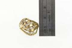 14K Yellow Gold 0.46 Ctw 1950's Diamond Wavy Layer Statement Ring