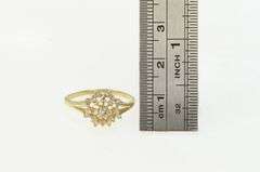 14K Yellow Gold Diamond Snow Flake Flower Cluster Cocktail Ring