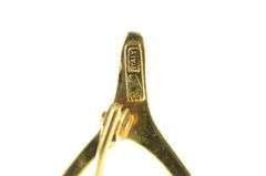 14K Yellow Gold Pearl Accent Wish Bone Good Luck Hope Pin/Brooch