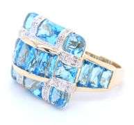 LaVian Statement Blue Topaz and Diamond accent Ring