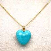 TURQUOISE HEART CHARM NECKLACE CRAFTED IN 14K GOLD