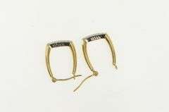 14K Yellow Gold Two Tone Squared Textured Fashion Hoop Earrings