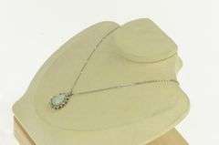 14K White Gold Pear Opal 1.00 Ctw Diamond Halo Statement Pendant