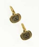 18K Yellow Gold Pumpkin Jack O Lantern Halloween Lever Back Earrings