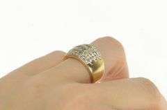 10K Yellow Gold Diamond Tiered Statement Graduated Band Ring
