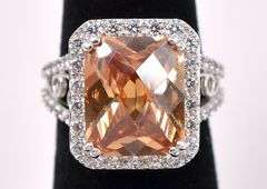 Orange CZ Ring In Sterling Silver