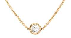 0.41ct Old European Diamond Bezel Set Solitaire Necklace in 14K